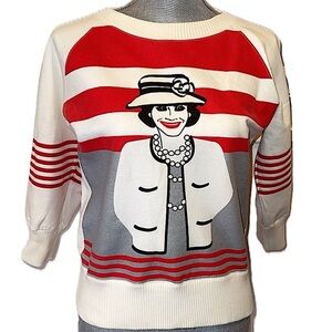 Vintage 2001 Mademoiselle CHANEL cropped-sleeve sweatshirt Sweatshirt Size Small